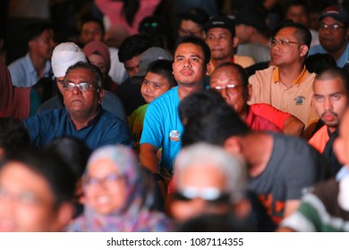 PETALING JAYA, MALAYSIA - MAY 09 : Supporters Of Pakatan Harapan Gather On The Pitch While Awaiting The 14th General Election Results In Petaling Jaya Near Kuala Lumpur On May 9, 2018.