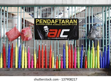 PETALING JAYA, MALAYSIA - MAY 8: Political Banner At A Political Rally Against Malaysia 13th General Election Vote Result On May 8, 2013 In Stadium MBPJ, Petaling Jaya, Malaysia.