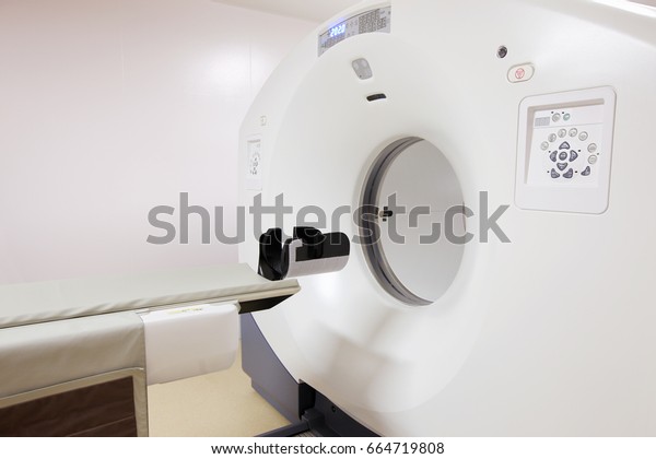 PET/CT scanner equipment in an empty radiotherapy\
hospital room