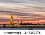 Peter and Paul fortress in sunset, Saint-Petersburg, Russia