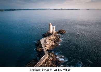 Petit Minou lighthouse and its headland, aerial view at sunset - Powered by Shutterstock