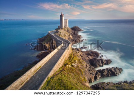 Petit Minou Lighthouse at sunset with red light , Brest , France
View of Lighthouse of Petit Minou in Brittany. Summer season in France coastline. Most popular lighthouse in France
