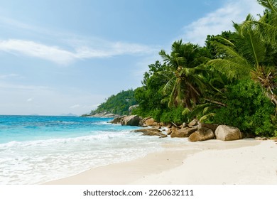 Petite Anse beach Mahe Tropical Seychelles Islands.