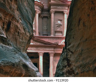 Petra Treasury as featured in the film Indiana Jones and the last crusade with Harrison Ford and Sean Connery.