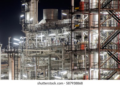 Petrochemical Plant Illuminated at Dusk