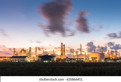 Petrochemical plant and Oil Industry Refinery factory at night