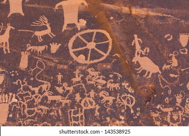 Petroglyphs Carved In Rocks By The Navajo And Hopi Native American Tribes.