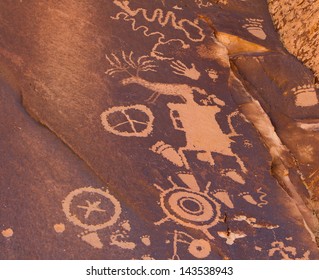 Petroglyphs Carved In Rocks By The Navajo And Hopi Native American Tribes.