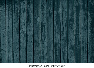 Petrol Blue Painted Old Rough Wood Board Grunge Texture. Wooden Plank Rustic Vintage Dark Teal Background