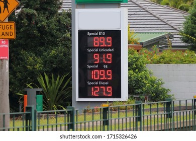 Petrol Price Sign At A Service Station In Australia 2020