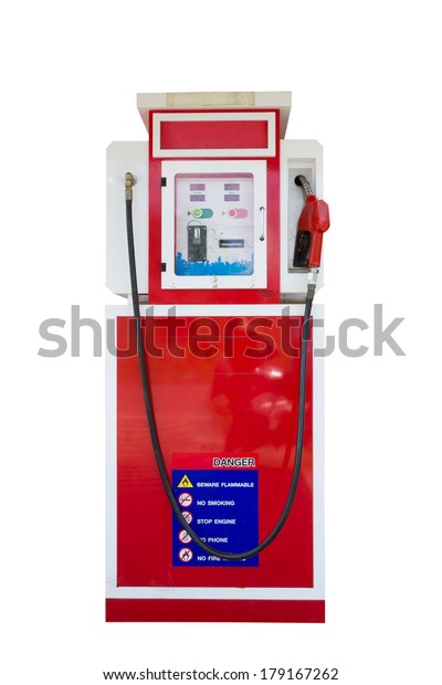 Petrol pump isolated on\
white background