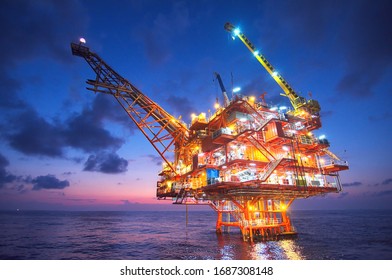 Petroleum platform oil and gas at sea - Shutterstock ID 1687308148
