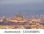 Petrov. Cathedral of Saints Peter and Paul in Brno old city in the Czech Republic in winter. Europe.