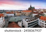 Petrov Cathedral of Saints Peter and Paul in Brno Czech Republic at sunset