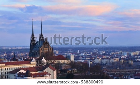 Petrov - St. Peters and Paul church in Brno city. Central Europe Czech Republic.