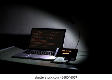 Petya,NotPetya ramsomware hack in computer,cyber attack internet security concept