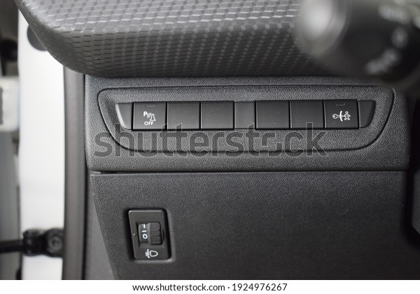 Peugeot 208 Car vehicle interior\
cockpit details inside dash board dashboard center console interior\
exterior in orebro Sweden on 04.06.2019 no\
people