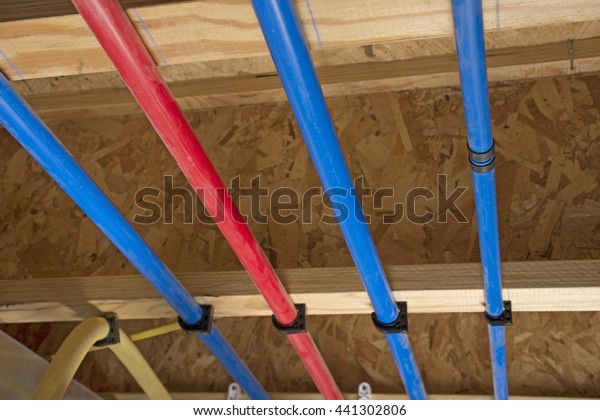 Pex Drain Pipes Attached Basement Ceiling Stock Photo Edit Now