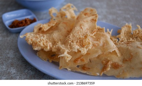 Peyek Udang Rebon Is Rebon Shrimp Crackers. Indonesia Food.