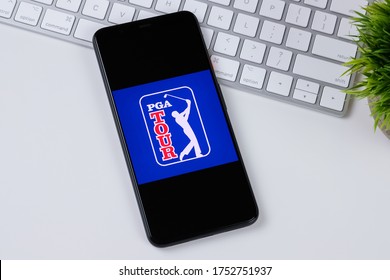 PGA TOUR App Logo On A Smartphone Screen. Manhattan, New York, USA May 2, 2020.