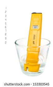 pH meter with set of digits, isolated on a white background.