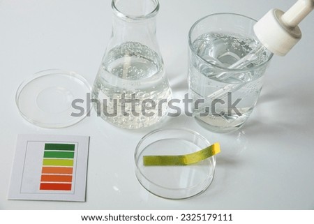 Ph test of water acidity, closeup