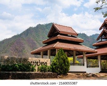 Pha Bong Viewpoint Sign with a scenic viewpoint in Mae Hong Son Province, Thailand. Translate: 