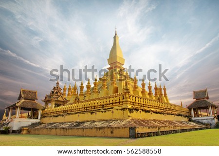 Pha That Luang is a gold-covered large Buddhist stupa and be the most important national monument in Laos and a national symbol .Vientiane, Laos. 