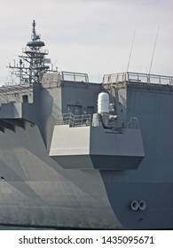 Phalanx CIWS Anti Aircraft Defending Cannon Mounted Onboard Japanese Battleship In Yokosuka Japan