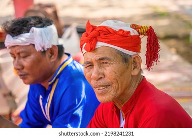 Phan Thiet City, VIETNAM - SEP 2 2022: Focus Two Traditional Cham Men. Cham People Is One Of The Minority Groups In Vietnam.They Are Also Called Champa People. Travel Concept.