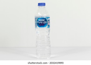 PHANGNGA,THAILAND,AUGUST 28, 2021:Nestle Pure Life Drinking Water Clean And Clear Isolated On White Background