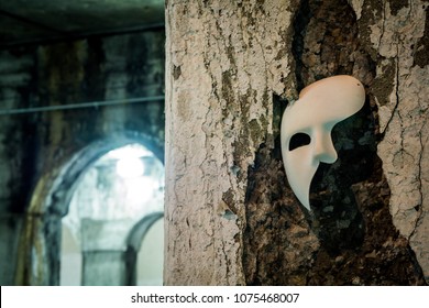 Phantom Of The Opera Mask In Dark Tunnel