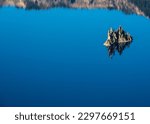 Phantom Reflection In Crater Lake surface in summer