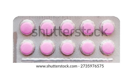 A pharmaceutical blister pack containing, round pills is displayed against a plain white background for medication concepts.