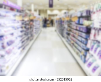 Pharmacy Aisle,some Scene Of Grocery Store In United State,USA.-blurred.