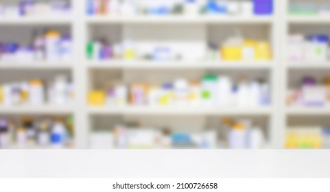 Pharmacy Counter Blurred Drug Shelves Pharmacy Stock Photo 2100726658 ...