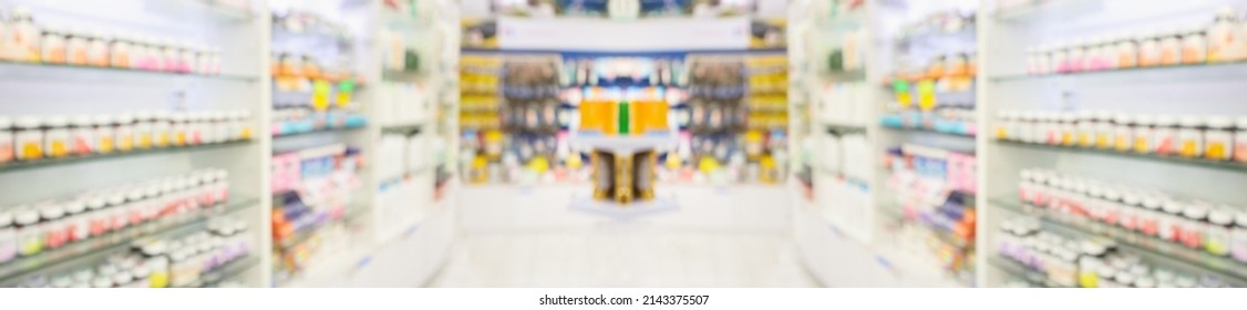 Pharmacy Drugstore Shelves Interior Blur Medical Background