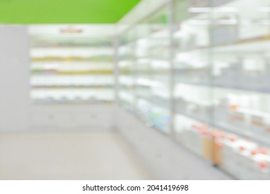 Pharmacy Drugstore Shelves Interior Blurred Abstract Background