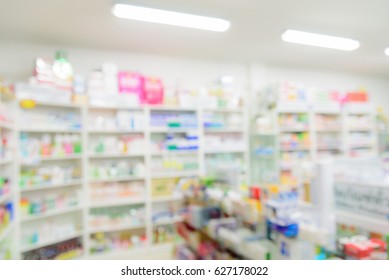 Pharmacy interior with blurred background