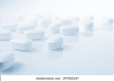 Pharmacy theme,  white  medicine tablets antibiotic pills.