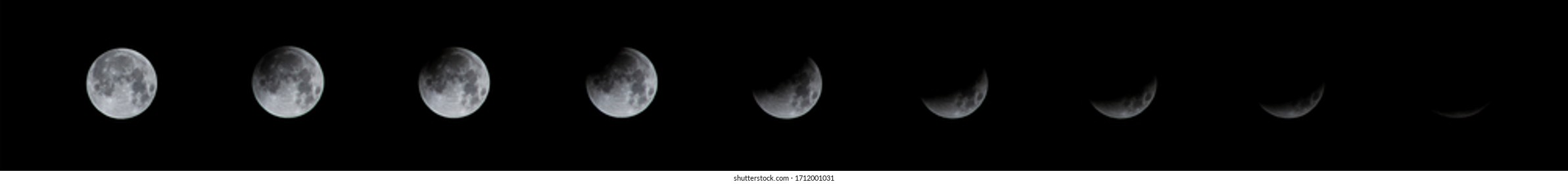 phased sequence of a full moon eclipse