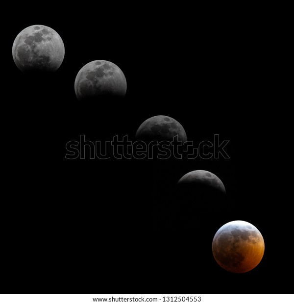 The phases of the
 blood moon lunar eclipse