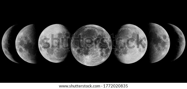 phases of the moon with\
black background