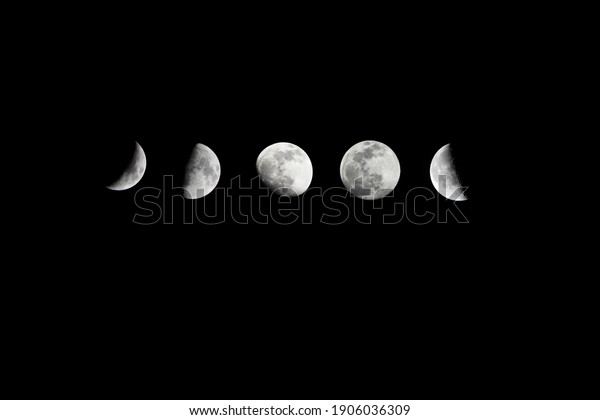 Phases of the moon with\
craters