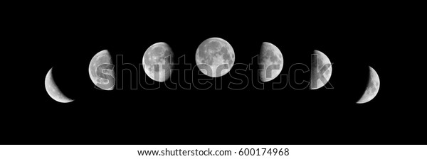 Phases of the moon on a\
black background