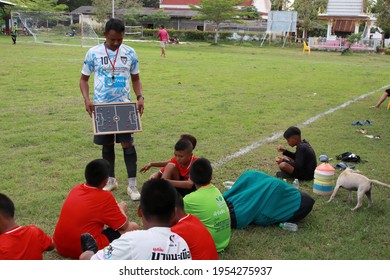 Phatthalung ,Thailand - Apr 12,2021 : Creative And Local Development Football Sport Activities, Phatthalung Province, Pa Bon District.