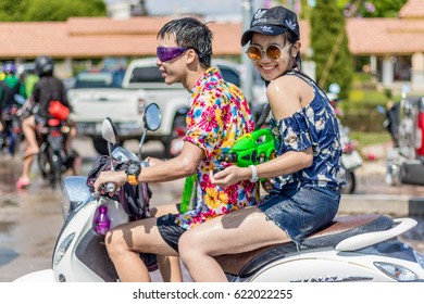 Phayao Thailand- APRIL 13: Songkran Festival is celebrated in Thailand as the traditional New Year's Day from 13 to 15 April by throwing water at each other, on 13-15 April 2017 in Phayao