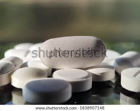 Phenytoin pill anti seizure medication used to prevent tonic clonic seizures in epilepsy Stock photo © 