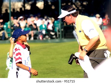 Phil Mickelson At The FBR Taking With His Caddy (exclusive At Shutterstock)