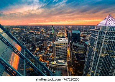 Philadelphia Aerial Perspective At Sunset.